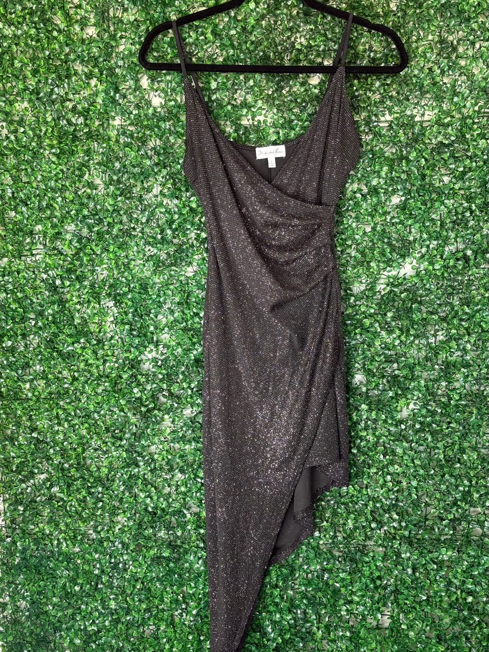 Honey and Rosie Black Sparkle Asymmetrical bodycon Dress